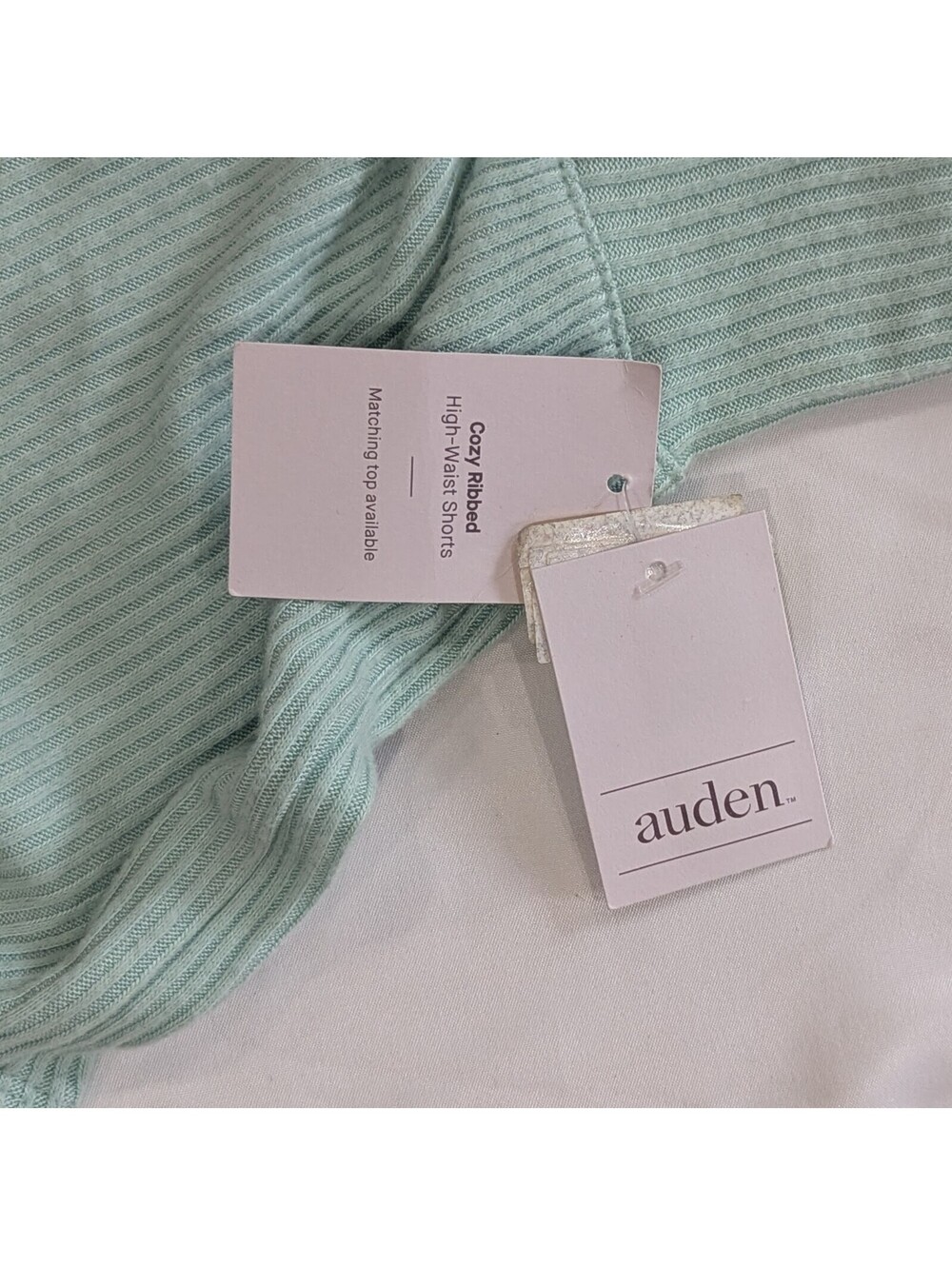 Auden Cozy Ribbed High Waist Shorts XS Mint Sage Green Lounge Pajama Sleep NWT - Picture 5 of 7